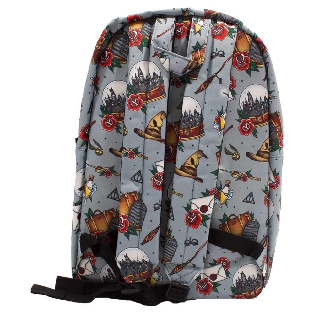NEW Loungefly Universal Studios Harry Potter Relics Tattoo Canvas Backpack - Picture 2 of 4